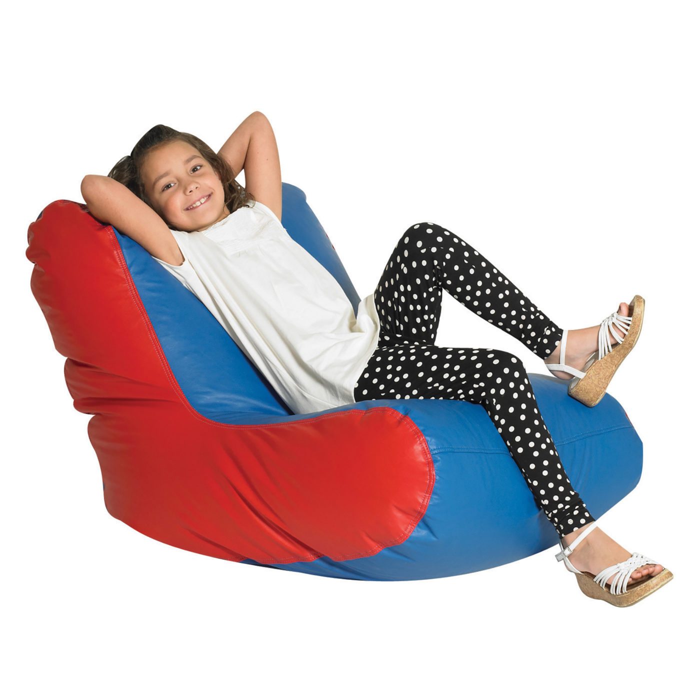 School Age High Back Lounger - Blue/Red - Children's Factory