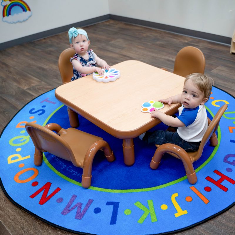 BaseLine® Toddler 30" Square Table & Chair Set - Natural Wood