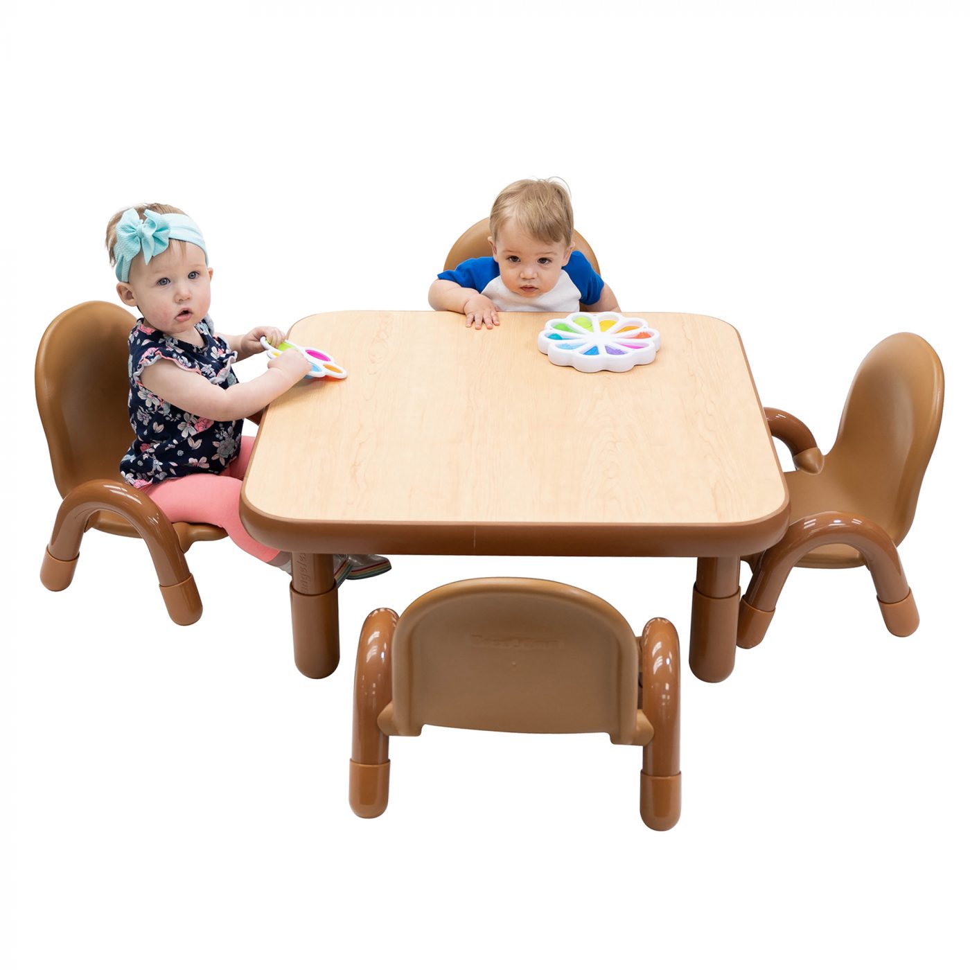 BASELINE® Toddler 30" Square Table & Chair Set - Natural Wood ...