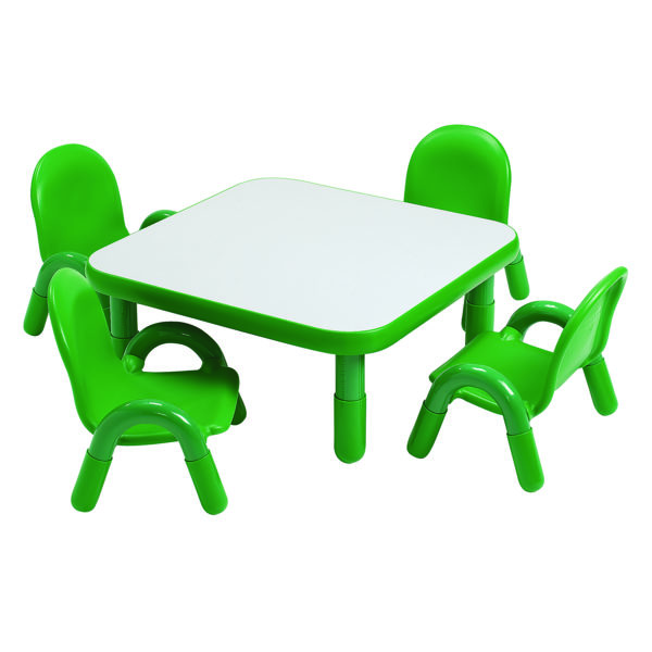 BaseLine® Toddler 30" Square Table & Chair Set - Shamrock Green