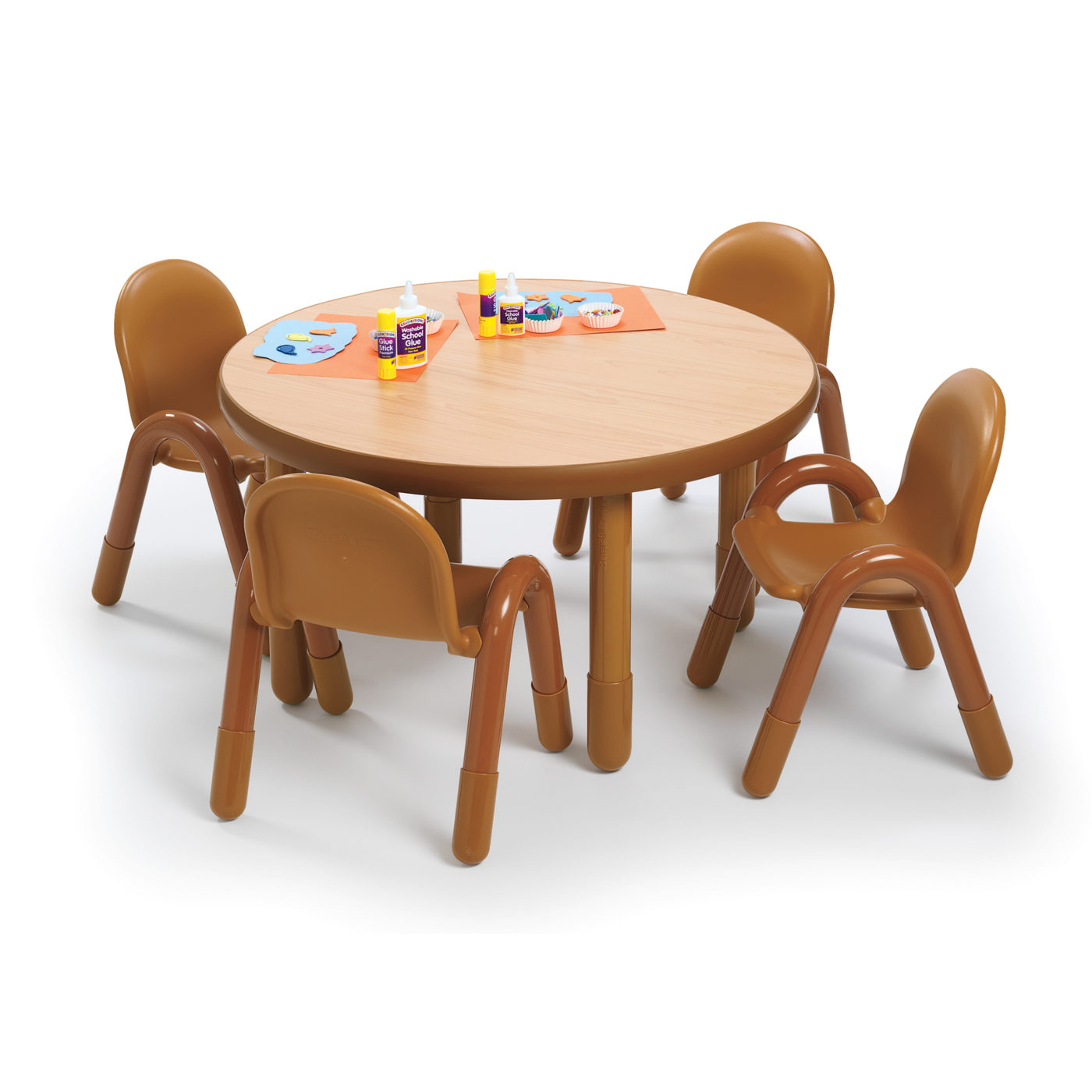 BaseLine® Preschool 36" Diameter Round Table & Chair Set - Natural